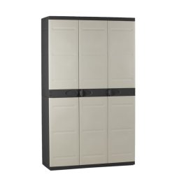 Armario Multiusos De 3 Puertas Con 4 Baldas - 176 X 105 X 41 Cm - Beige / Negro