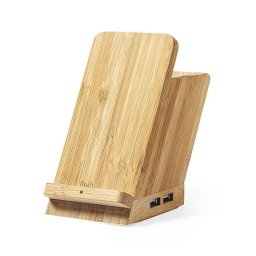 Porta Lápices Multifunción Dam Electronics Nature Bambú Cargador Inalámbrico 5W 4 USB