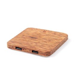 Cargador inalámbrico Dam Electronics Nature De Coco 10W con 2 salidas USB