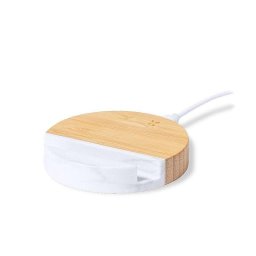 Soporte Cargador Inalámbrico Dam Electronics Orgánico Bambú/Mármol 15W Carga Rápida