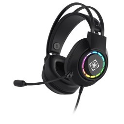 Auriculares Deltaco Gaming GAM-168 con cable USB, iluminación multicolor y micrófono para juego negro