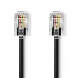Cable telefónico Nedis RJ-10 macho 2 metros negro