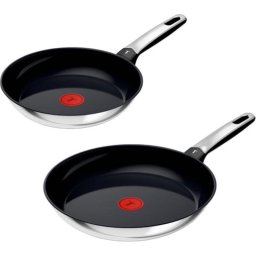 Set de sartenes Tefal Emotion+ acero inoxidable cerámico antiadherente inducción 24/28 cm