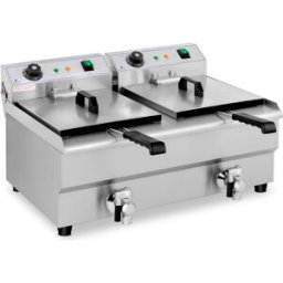 Royal Catering Freidora eléctrica - 2 x 13 L - grifo de vaciado - 230 V 10011145