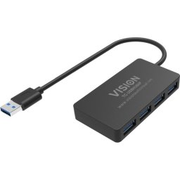 Hub Vision 4 puertos USB 3.2 Gen 1 5 Mbit/s modelo TC-USBHUB4P con alimentación CC