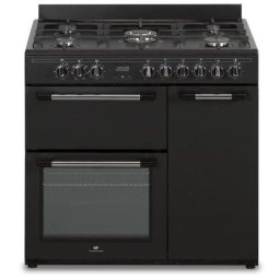 Cocina de gas tipo piano Continental Edison CECP903FB 90 cm 5 fuegos 3 hornos Negro