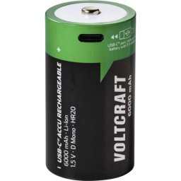 Batería recargable Voltcraft Tipo D Li-Ion 6000 mAh 1.5 V pack de 2