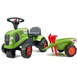 Tractor a pedales Falk Claas para niños 12-36 meses con volante, claxon y mini remolque