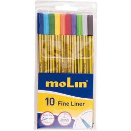 Molin Fine-Liner RFL290-10B Pack 10 Rotuladores Punta Extra Fina Colores Surtidos