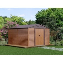 Unique Caseta de jardín metálico de acero galvanizado efecto madera - 11,75 m² - ARSEGO
