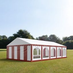 TOOLPORT 5x10 m Carpa para fiestas, PVC 750, con base reforzada, rojo-blanco - (7173)