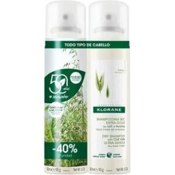 KLORANE Duo Champú Seco con Leche de Avena 2 x 150 ml