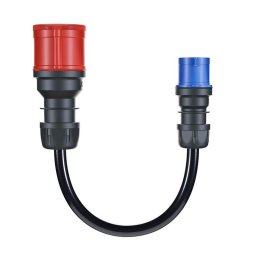 Adaptador go-e para Gemini flex 22 kW, CEE rojo trifásico 32A a CEE azul monofásico 16A