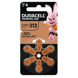 Pila Duracell ZA312 Zinc-Aire 1,45 V 6 unidades para audífonos