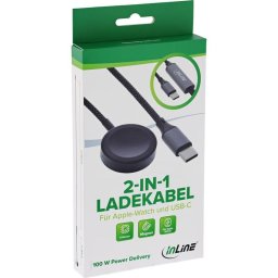 Cable de carga 2 en 1 InLine para Apple Watch y USB-C con 100W