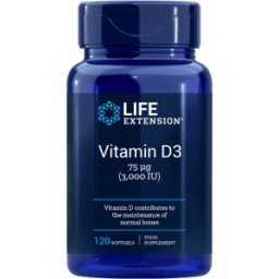 Life Extension Vitamina D3 75 mcg 3000 ui 120 Cápsulas Blandas