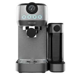 Cecotec Power Espresso 20 Steel Pro Latte Cafetera Semiautomática con Tanque de Leche 20 Bares