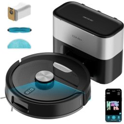 Robot Aspirador y Fregasuelos Cecotec Conga Y80 Dark con Autovaciado Navegación Láser 25000 Pa