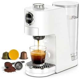 Cafetera de Cápsulas HiBREW H3C 1,4L 20 bares 3 en 1 compatible cápsulas y café molido