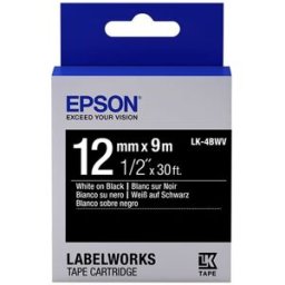 Epson LK-4BWV Cinta brillante blanco sobre negro 12mm (C53S654009)