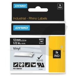 Dymo 1805435 IND Rhino cinta vinilo blanco sobre negro 12mm