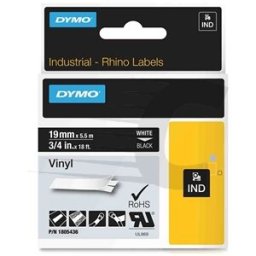 Dymo 1805436 IND Rhino vinilo blanco sobre negro 19mm