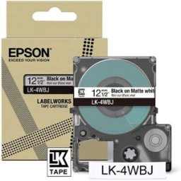 Epson LK-4WBJ cinta mate negro sobre blanco 12mm