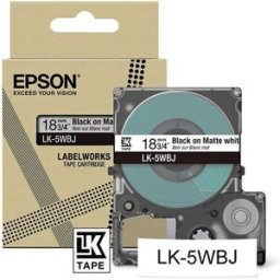 Epson LK-5WBJ cinta mate negro sobre blanco 18mm