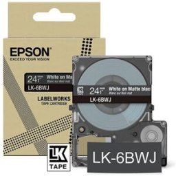 Epson LK-6BWJ cinta mate blanco sobre negro 24mm