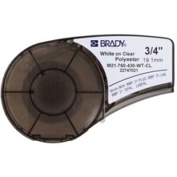 Brady M21-750-430-WT-CL cinta de poliéster blanco sobre transparente 19,1 mm x 6,40 m