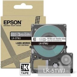 Epson LK-5TWJ cinta mate blanca sobre transparente 18mm