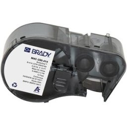 Brady M4C-250-414 etiquetas de poliéster negro sobre blanco 6,35 mm x 3,66 m