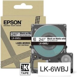 Epson LK-6WBJ cinta mate negro sobre blanco 24mm