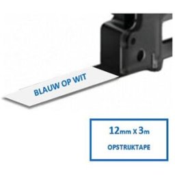 Q-Nomic TZe-FA3 cinta para la ropa azul sobre blanco 12mm