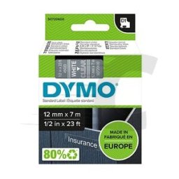 Dymo 45020 (S0720600) cinta plástica blanco sobre transparente 12mm
