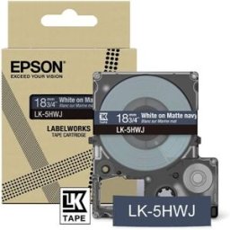 Epson LK-5HWJ cinta mate blanco sobre azul marino 18mm