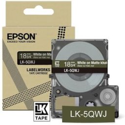 Epson LK-5QWJ cinta mate blanca sobre caqui 18mm