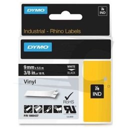 Dymo 1805437 IND Rhino cinta vinilo blanco sobre negro 9mm