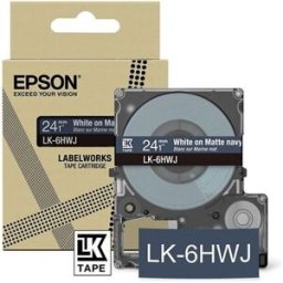 Epson LK-6HWJ cinta mate blanco sobre azul marino 24mm