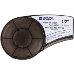 Brady M21-500-430-WT-CL cinta poliéster blanco sobre transparente 12,7 mm x 6,40 m