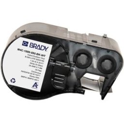 Brady M4C-1000-595-BK-WT etiquetas de vinilo blanco sobre negro 25,40 mm x 7,62 m