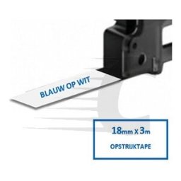 Q-Nomic TZe-FA4B cinta para la ropa azul sobre blanco 18mm