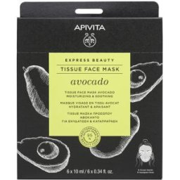 Apivita Express Beauty Mascarilla facial de tejido hidratante y calmante con aguacate 10 ml