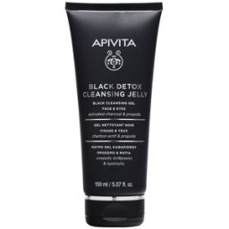 Apivita Gel Limpiador Detox Negro - Limpiador facial natural con carbón activo y propóleo 150 ml