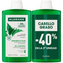 Klorane A La Ortiga Bio champú seborregulador cabello graso 2 x 400 ml