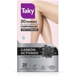 Taky Carbon Activado bandas cera corporales depilatorias 20 u