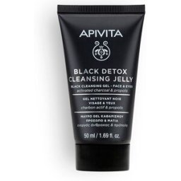 Apivita Gel Limpiador Detox Negro - Limpiador facial natural con carbón activo y propóleo 50 ml