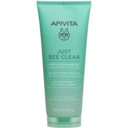 Apivita Just Bee Clear Gel Limpiador Purificante para pieles grasas, con tendencia acneica 200 ml