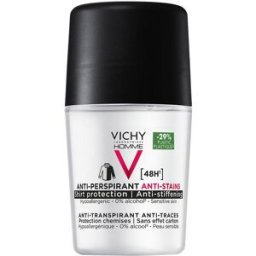 Vichy Laboratoires Hombre desodorante bola Antimanchas 48H, hipoalergénico, pieles sensibles 50 ml
