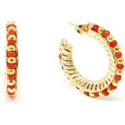 Shabama Etiopia Rojo 3CM pendientes #oro brillo
